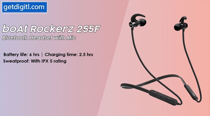 Boat rockerz 255f online bluetooth headset with mic